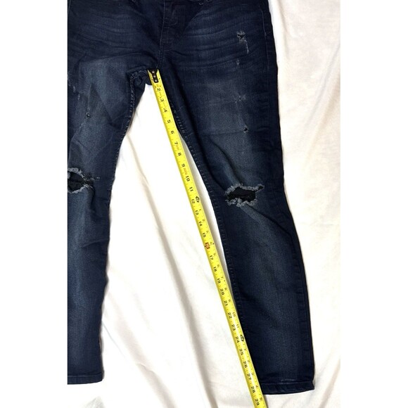 Women Skylton Black Label Jeans Size 34 Distressed Stretch Dark Wash - Picture 2 of 7
